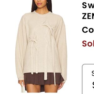 Zemeta Bow Caught On Me Sweatshirt in Beige Small